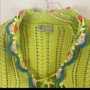 Anthropologie   green line crochet sweater